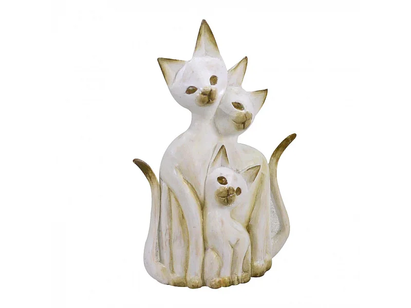 Gatto legno bianco marrone cm 26x7h40