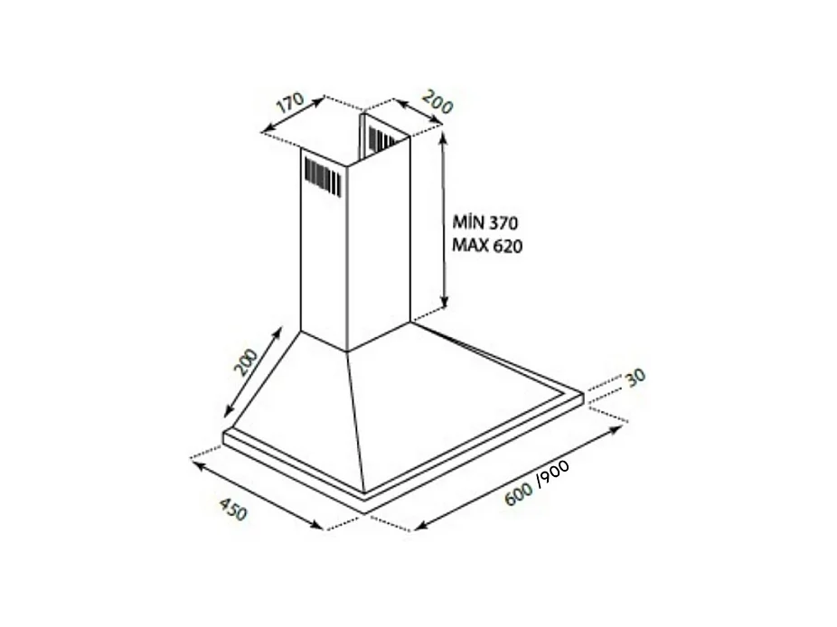 Cappa a piramide 60 cm Eolo 60 nera Samet