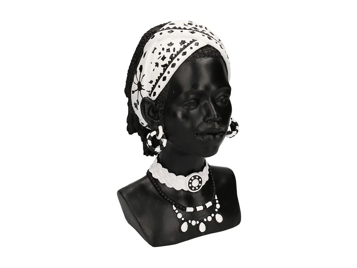 Statua resina busto donna africana cm 18x20h30