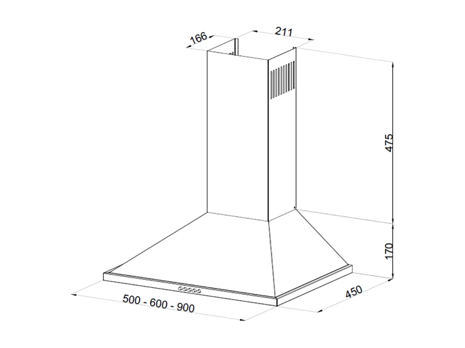 Cappa a piramide 90 cm Eolo 90 nera Samet