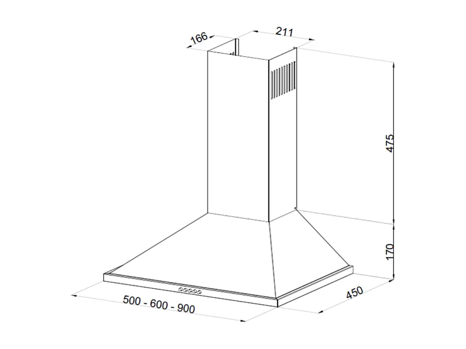 Cappa a piramide 90 cm Eolo 90 nera Samet