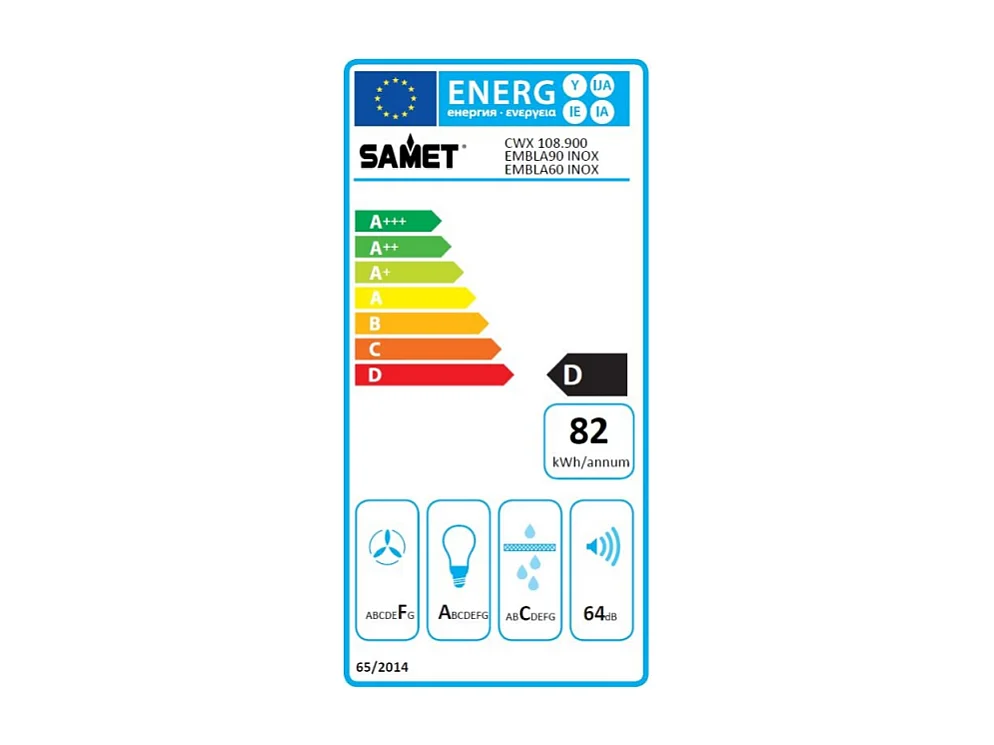 Samet Cappa Embla 9023 da parete 90 cm acciaio inox