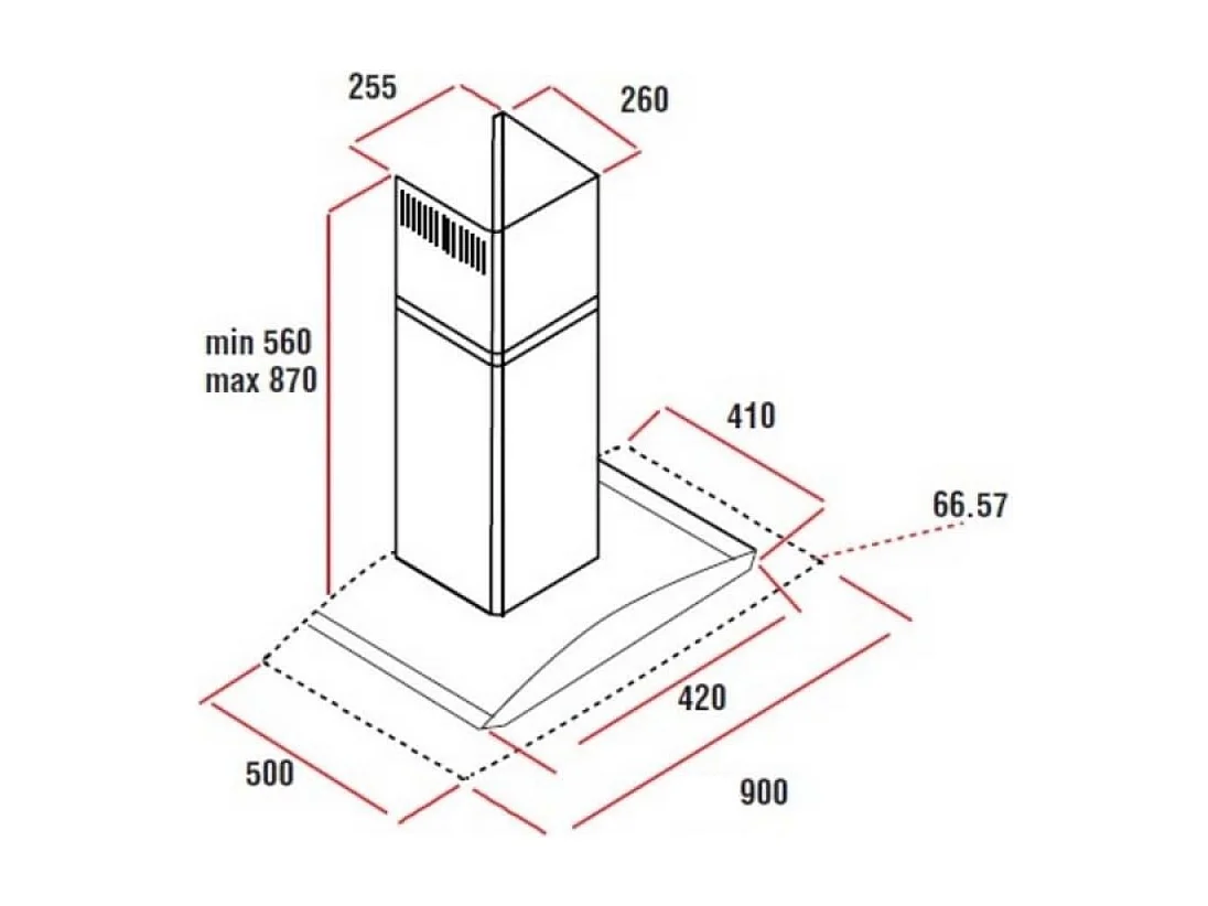 Samet Cappa WETH 90 inox da parete 90 cm cupolino in vetro