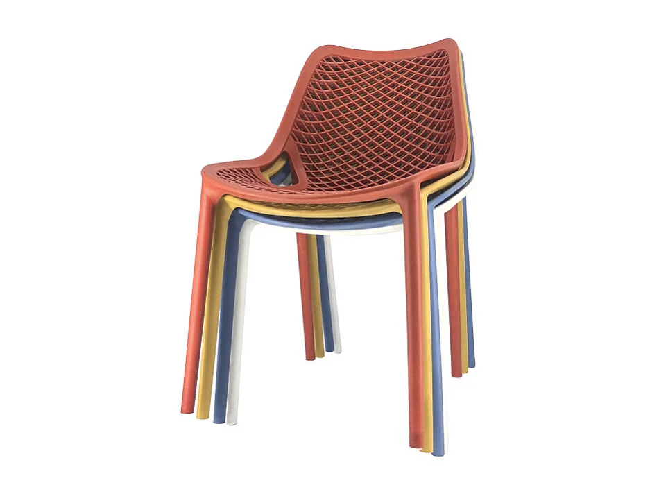 Set Da 4 sedie Braga 2 In Polipropilene Rosso Mattone Per Soggiorno, Cucina E Arredo Bar