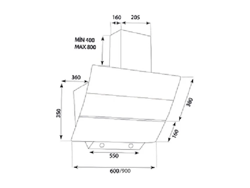SAMET Cappa da parete TURBINE 60 colore bianco 60 cm