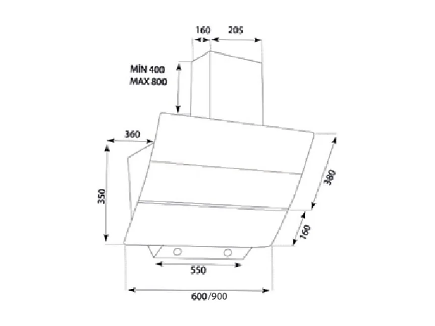 SAMET Cappa da parete TURBINE 60 colore bianco 60 cm