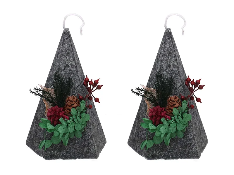 Candela cera profumata albero aroma di legno Agar confezione 2 pz cm 22,5x12x10