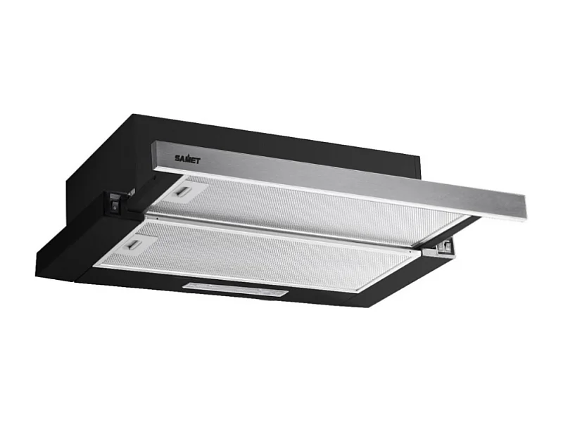 Cappa Samet New Slim sottopensile potenza aspirante 250 m3/h 60 nero con frontalino inox