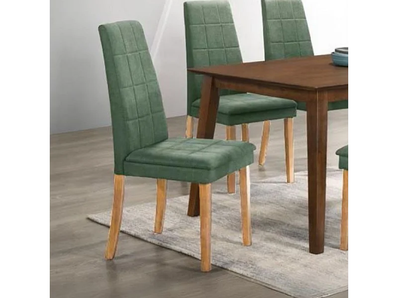 Set di 2 Sedie Tim in legno colore rovere e seduta in tessuto verde