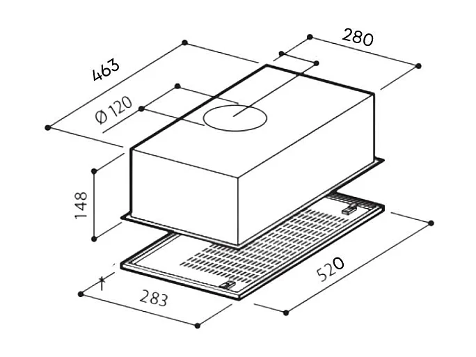 Superair Gruppo cappa incasso potenza aspirante 280 m3/h ECO F9 52
