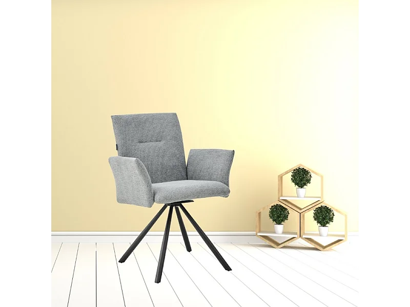 Set di 2 Sedie imbottita Mosaic in tessuto colore grigio