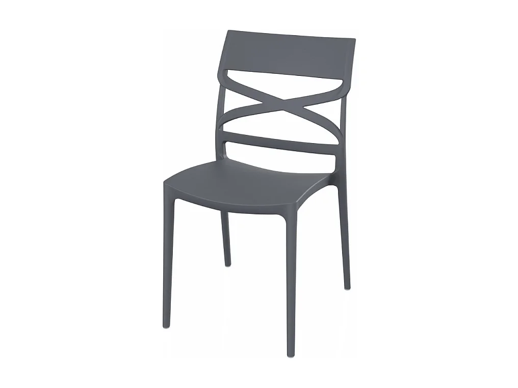 Set di 4 Sedie Flow in polipropilene rinforzata con fibra di vetro colore grigio metal