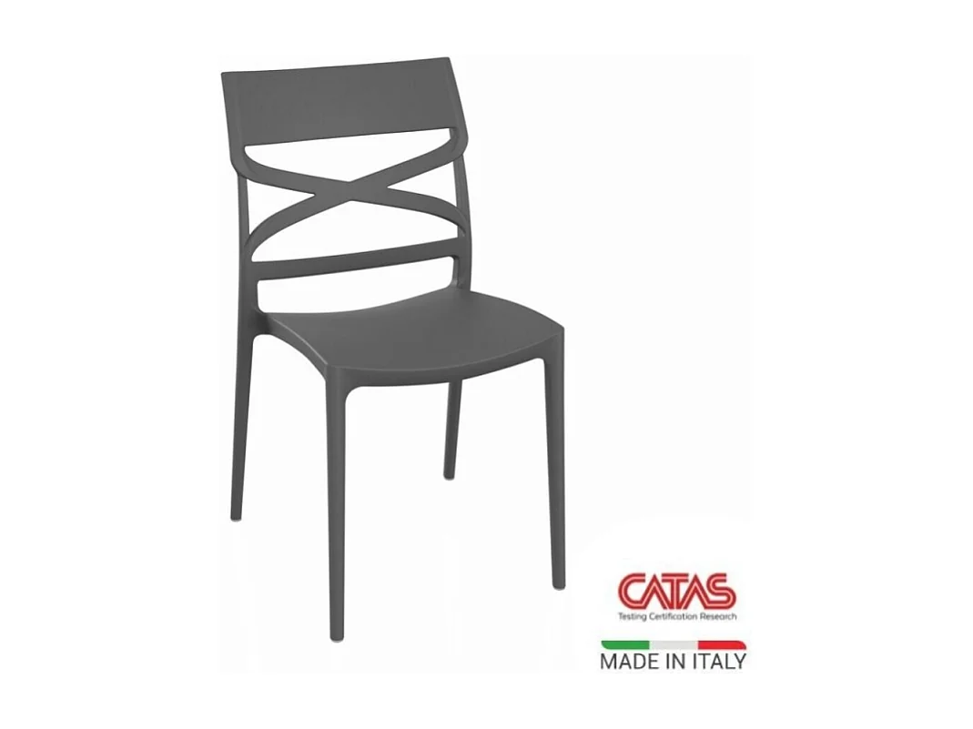 Set di 4 Sedie Flow in polipropilene rinforzata con fibra di vetro colore grigio metal