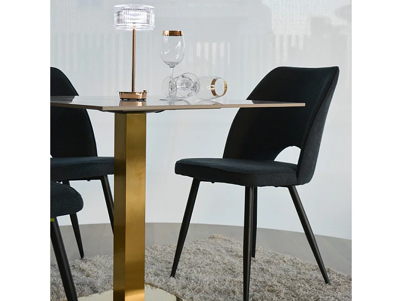 Set Da 4 Sedie Virginia Tessuto Blu Gambe Nere