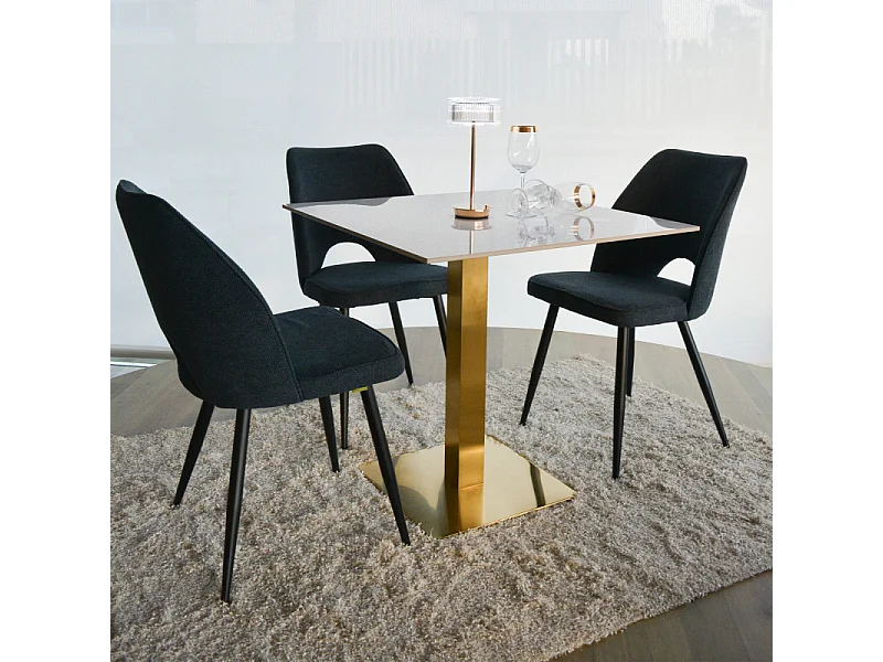 Set Da 4 Sedie Virginia Tessuto Blu Gambe Nere