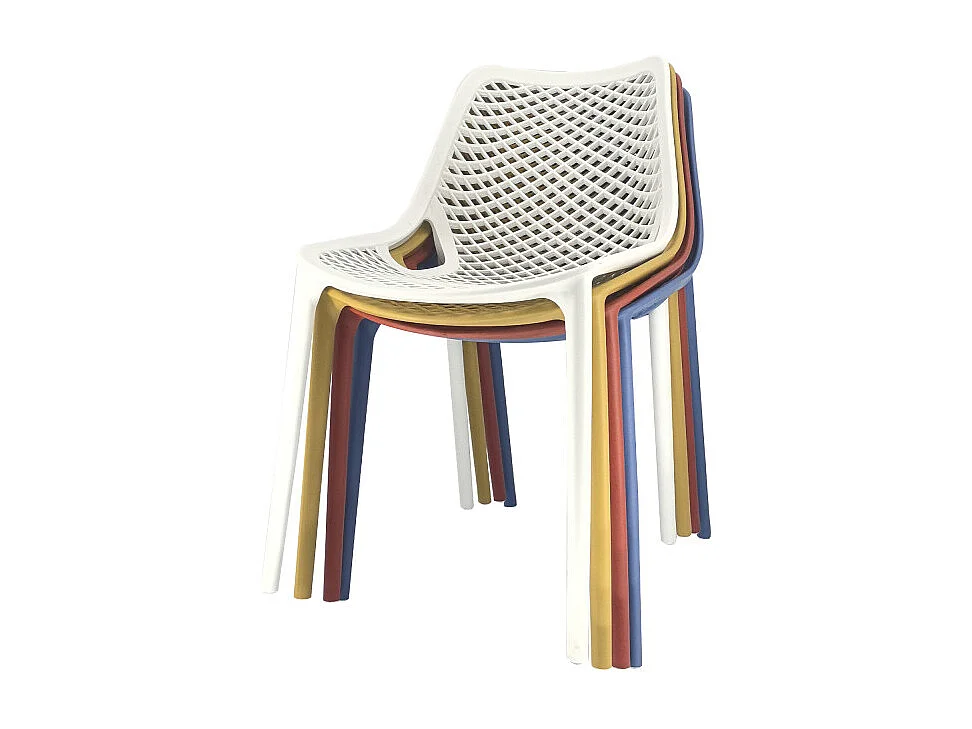 Set Da 4 sedie Braga 2 In Polipropilene Bianco Per Soggiorno, Cucina E Arredo Bar