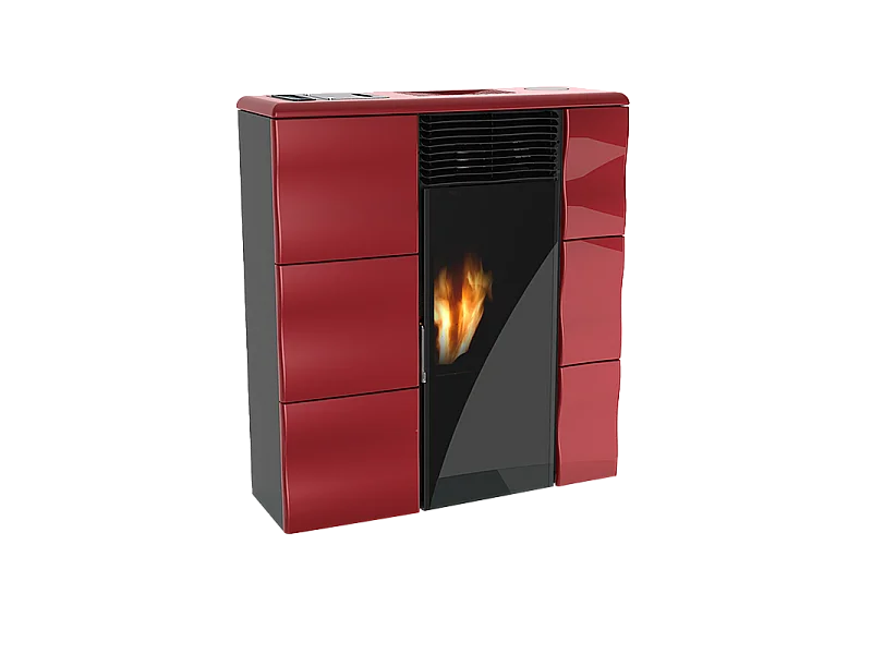 Stufa a pellet Olga 501L slim canalizzata in ceramica 11,1kw rosso Lincar