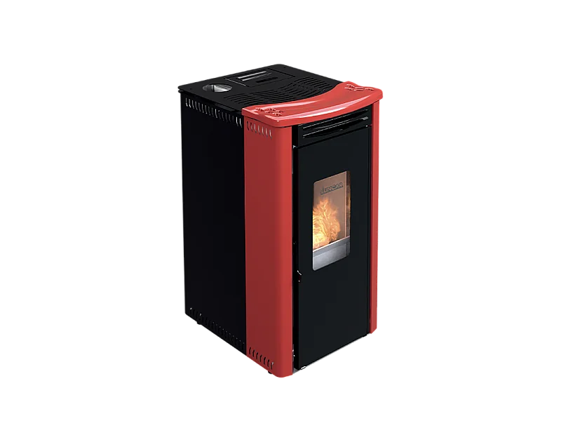 Orione stufa a pellet ventilata 9,1 kw rosso lucido Lincar