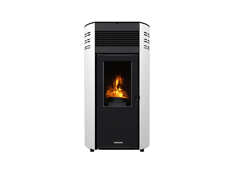 Erica stufa a pellet canalizzata 10,8kw in acciaio e ghisa bianco Lincar