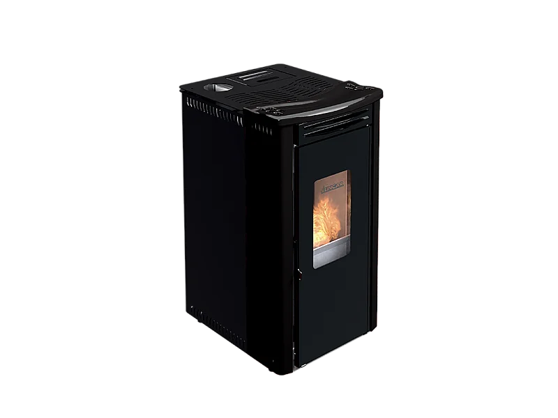 Orione stufa a pellet ventilata 9,1 kw nero lucido Lincar