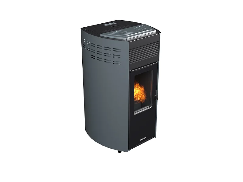 Erica stufa a pellet canalizzata 10,8kw in acciaio e ghisa grigio Lincar