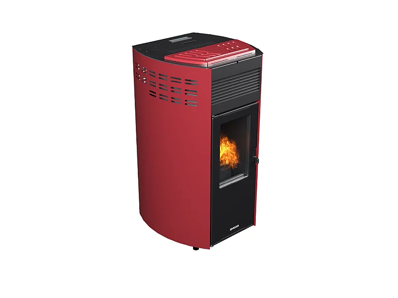 Erica stufa a pellet canalizzata 10,8kw in acciaio e ghisa rosso Lincar