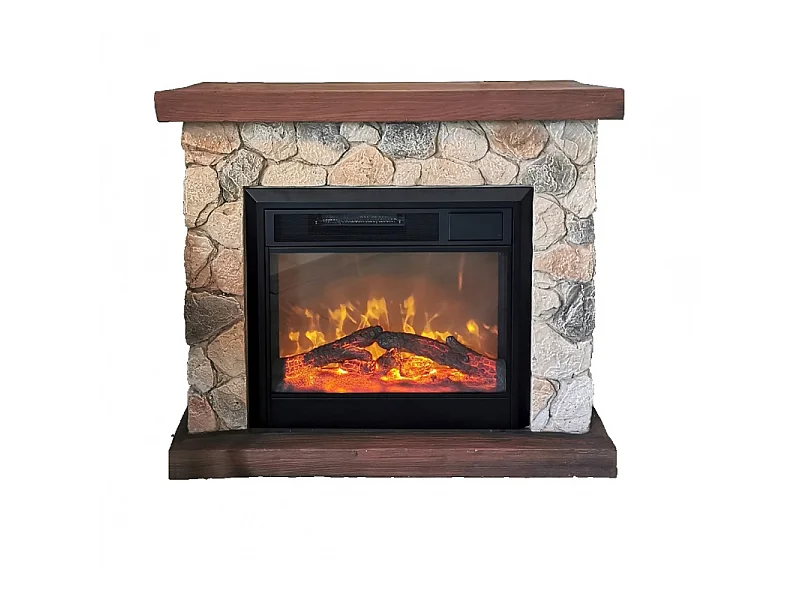 Sasso – Camino Elettrico da terra – Rifinito effetto Pietra