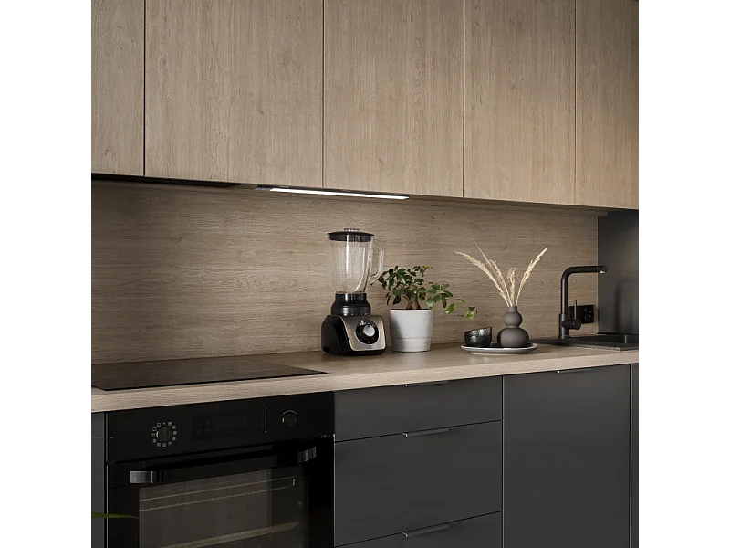 Applique LED Kaus Black ricaricabile via USB con sensore tattile di prossimità, 240mm, Verniciato nero