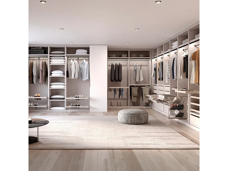 Kit cestello in filo metallico e telaio con guide a chiusura morbida per armadi, regolabile, modulo 600mm, Grigio pietra