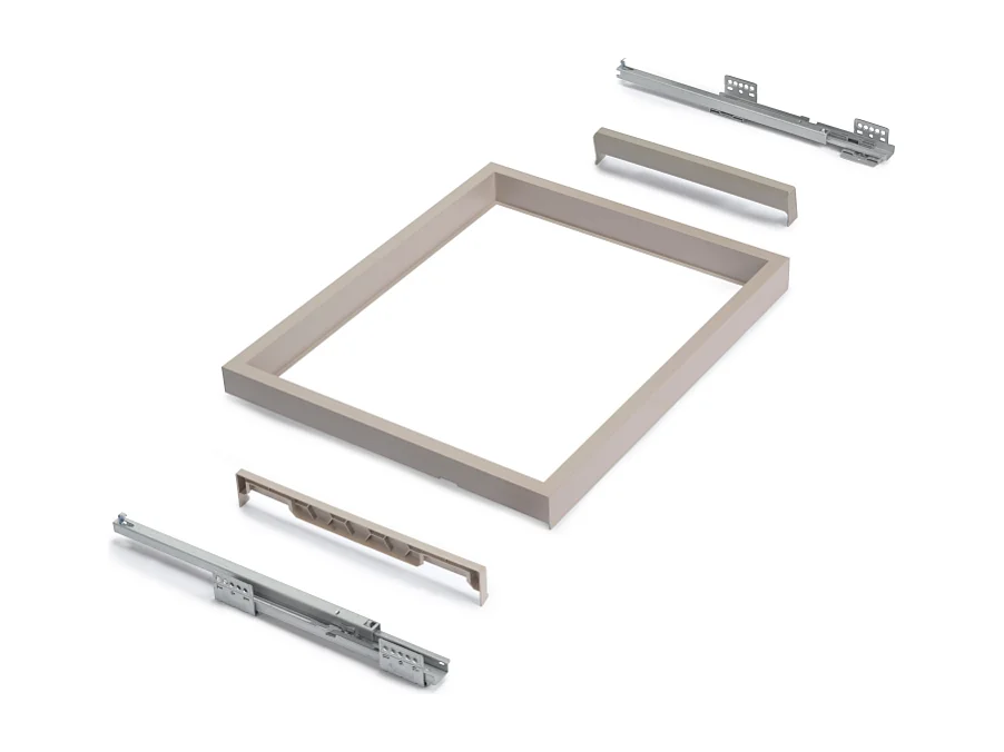 Kit cestello in filo metallico e telaio con guide a chiusura morbida per armadi, regolabile, modulo 600mm, Grigio pietra