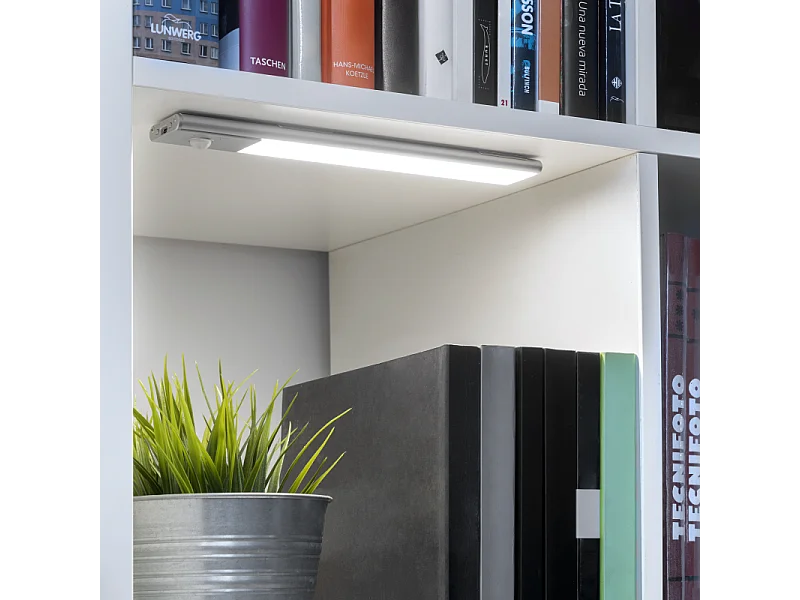 Luminaria LED Kaus ricaricabile tramite usb e con sensore di movimento, L 600 mm, Anodizzato opaco, Plastica e alluminio