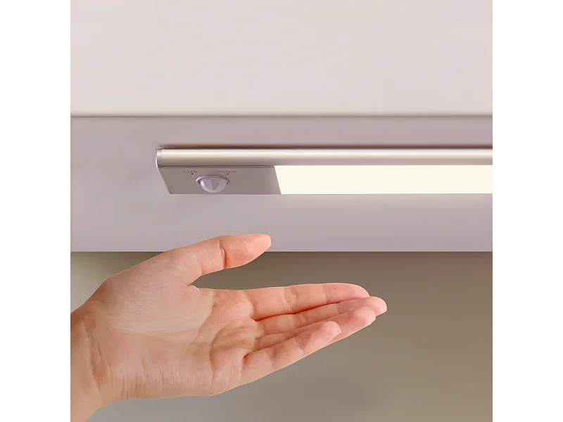 Luminaria LED Kaus ricaricabile tramite usb e con sensore di movimento, L 600 mm, Anodizzato opaco, Plastica e alluminio