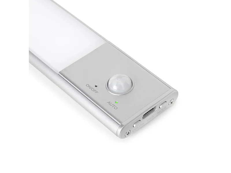 Luminaria LED Kaus ricaricabile tramite usb e con sensore di movimento, L 600 mm, Anodizzato opaco, Plastica e alluminio