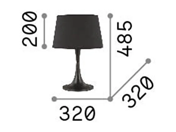 Lampada Da Scrivania-Ufficio Moderna London Metallo Nero 1 Luce E27 Big
