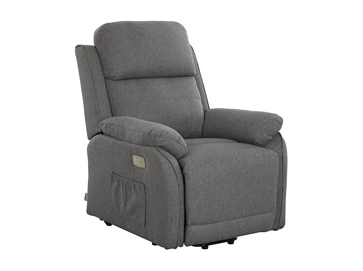 Poltrona Relax Eugenia 2 Motori con Usb Tessuto Cenere