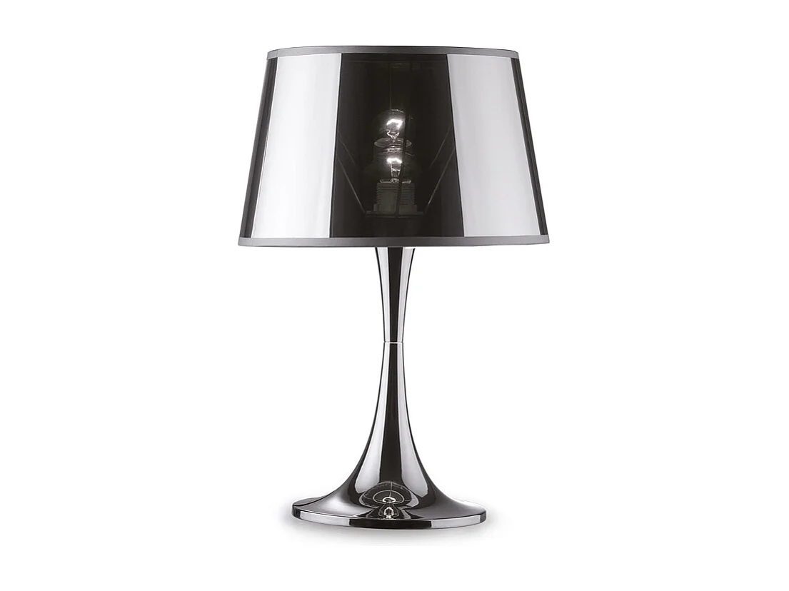 Lampada Da Scrivania-Ufficio Moderna London Metallo Cromo 1 Luce E27 Big