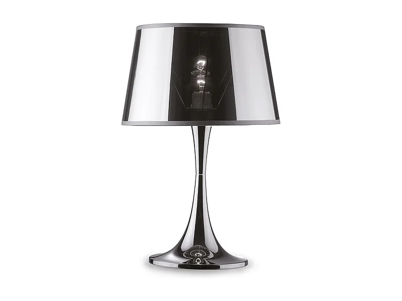 Lampada Da Scrivania-Ufficio Moderna London Metallo Cromo 1 Luce E27 Big
