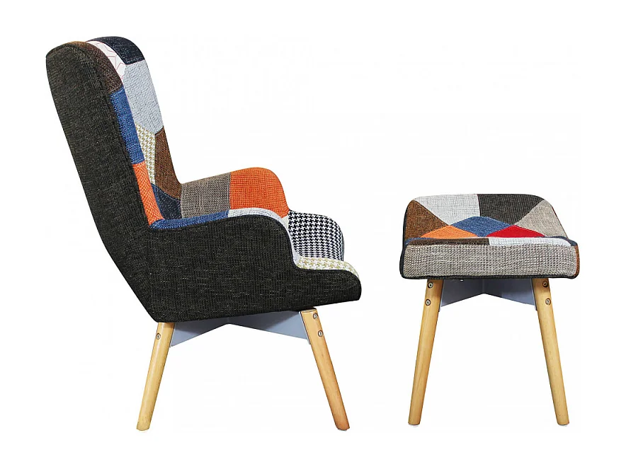 POLTRONA CON POGGIAPIEDI VERSAILLES PATCHWORK