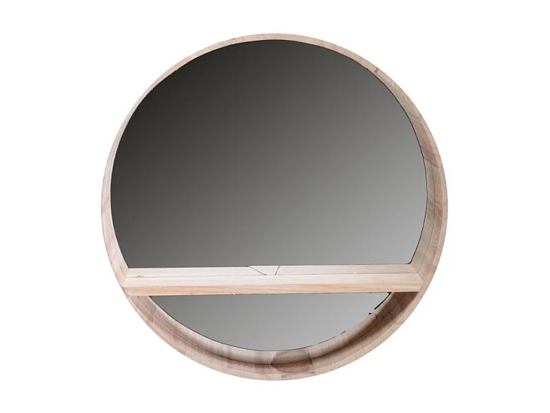 Specchio legno con mensola tondo cm ø35,5x8
