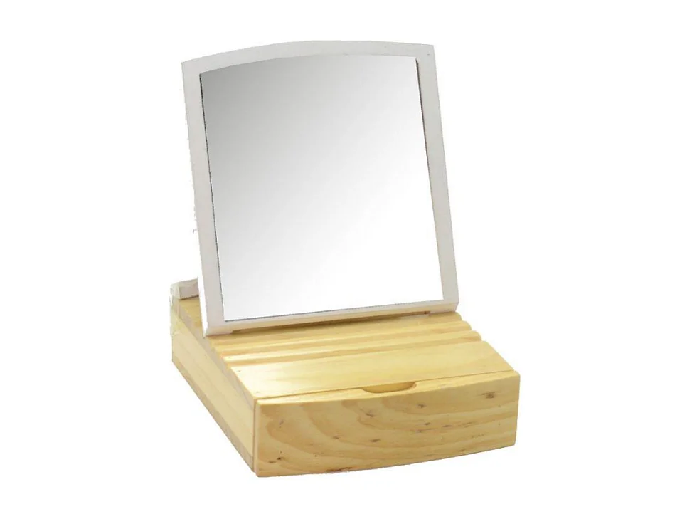 Specchio da tavolo legno con cassetto cm 15,3x5,3h16,8
