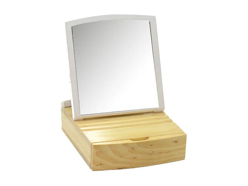 Specchio da tavolo legno con cassetto cm 15,3x5,3h16,8
