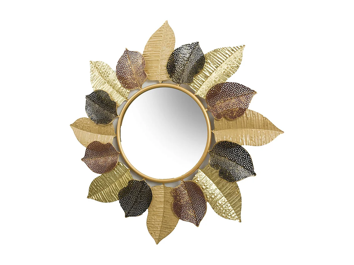 Specchio metallo foglie oro cm 76,2x5,1x76,8