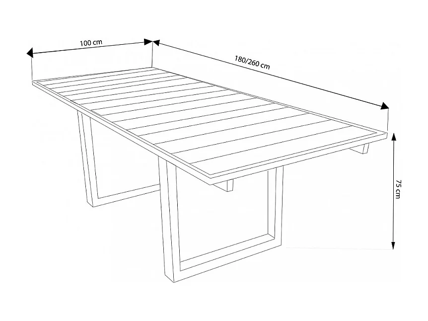 TAVOLO PARKER 180/260 X 100