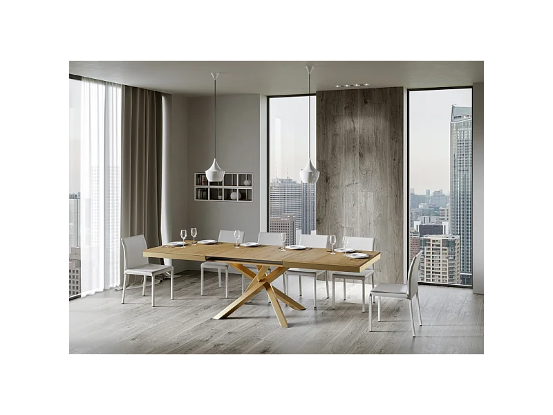 Tavolo allungabile 90x180/440 cm Volantis Evolution telaio Oro - Noce