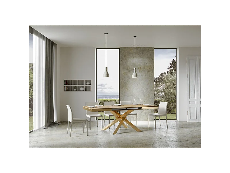Tavolo allungabile 90x120/224 cm Volantis Evolution telaio Oro - Cemento