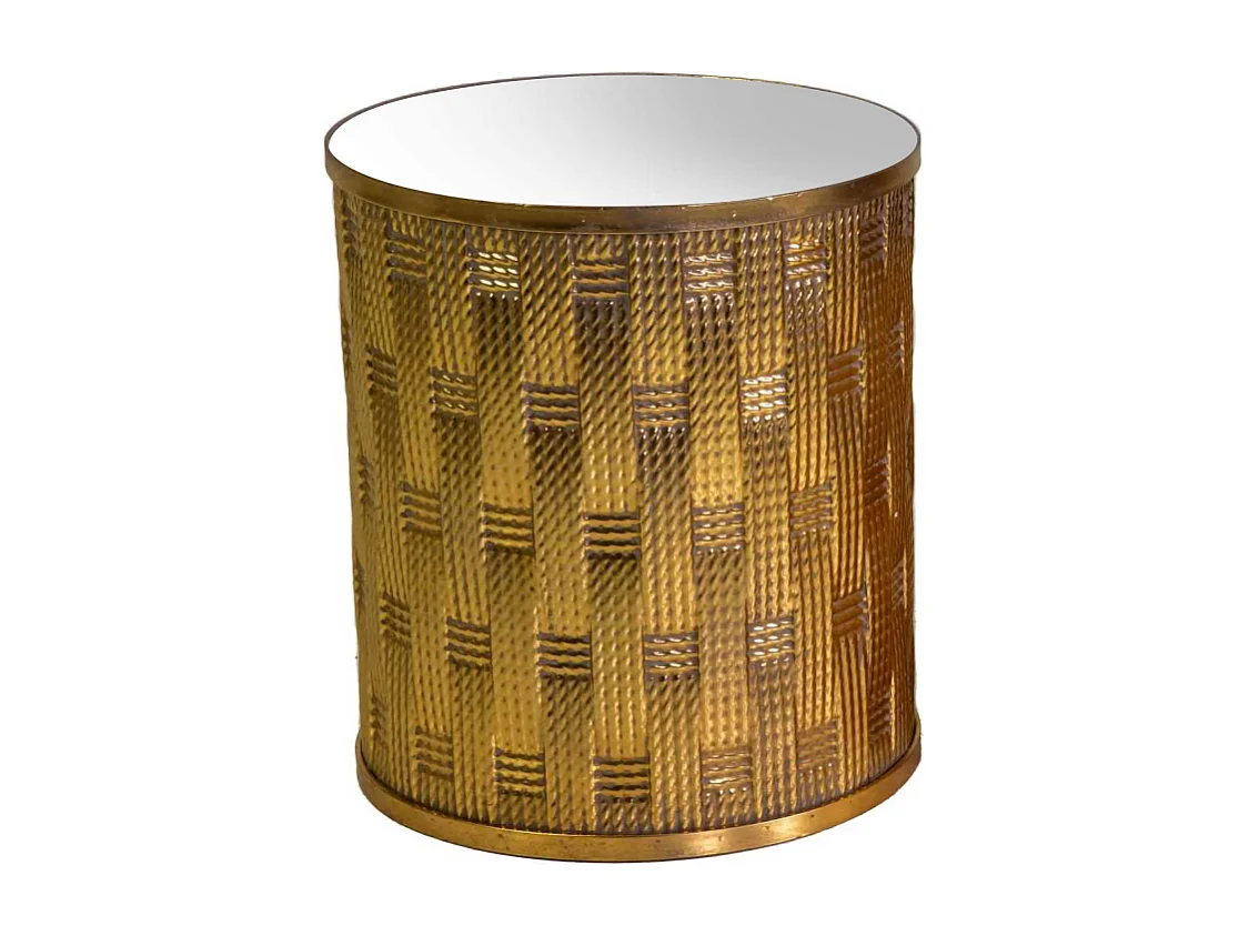 Tavolino metallo 1-2 oro con top a specchio tondo cm ø45h51,5