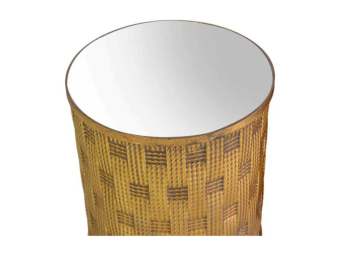 Tavolino metallo 1-2 oro con top a specchio tondo cm ø45h51,5