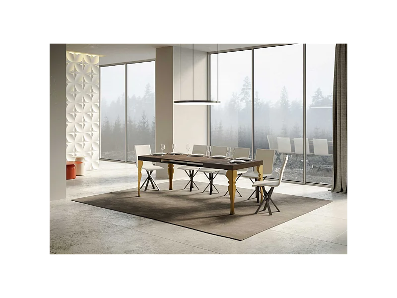 Tavolo allungabile 90x130/234 cm Paxon telaio Oro - Noce