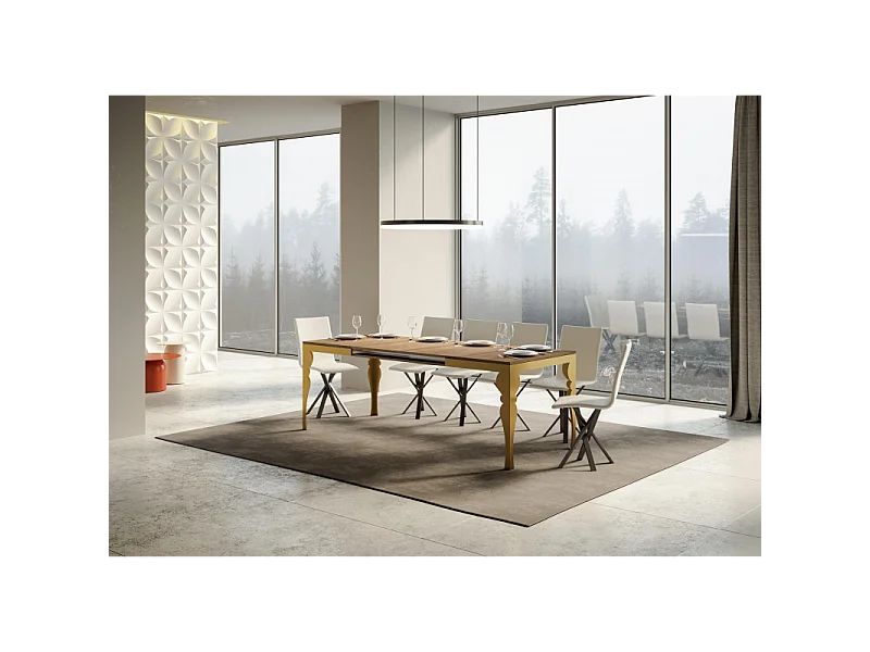 Tavolo allungabile 90x120/224 cm Paxon Evolution telaio Oro - Quercia Natura