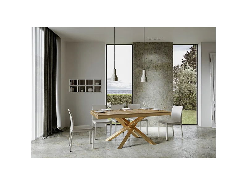 Tavolo allungabile 90x160/420 cm Volantis Evolution telaio Oro - Cemento